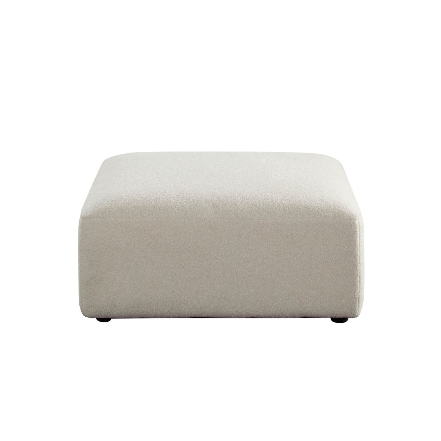 Zia Ottoman in Ivory Sherpa Fabric