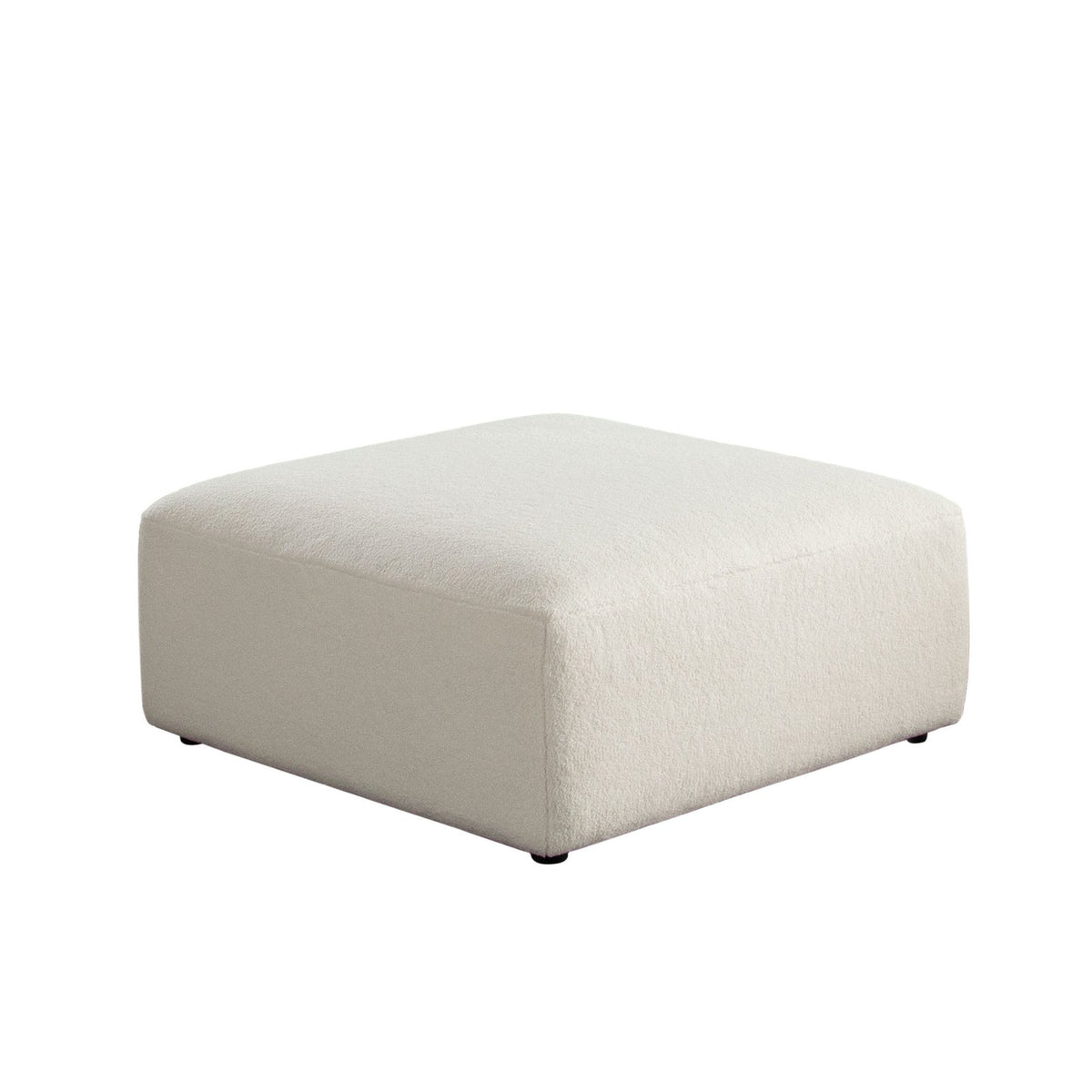 Zia Ottoman in Ivory Sherpa Fabric