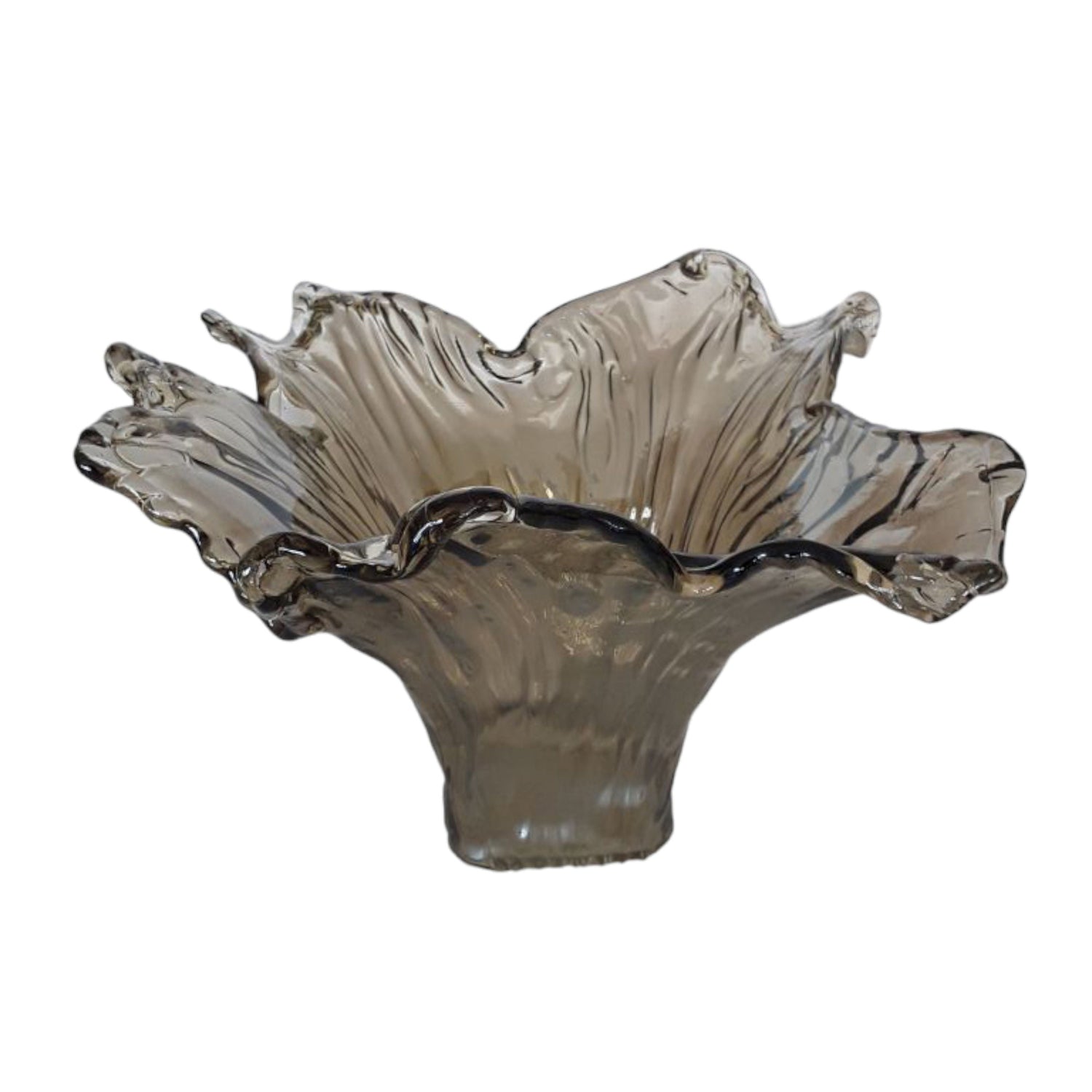 Fiastra Wide Italian Art Glass Vase - Gray