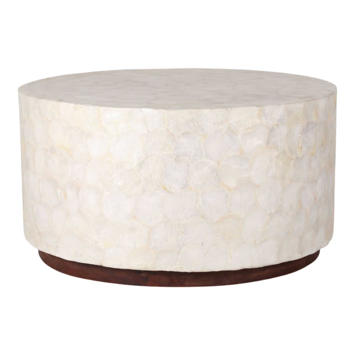 31 x 16" Round Capiz Coffee Table - Ivory