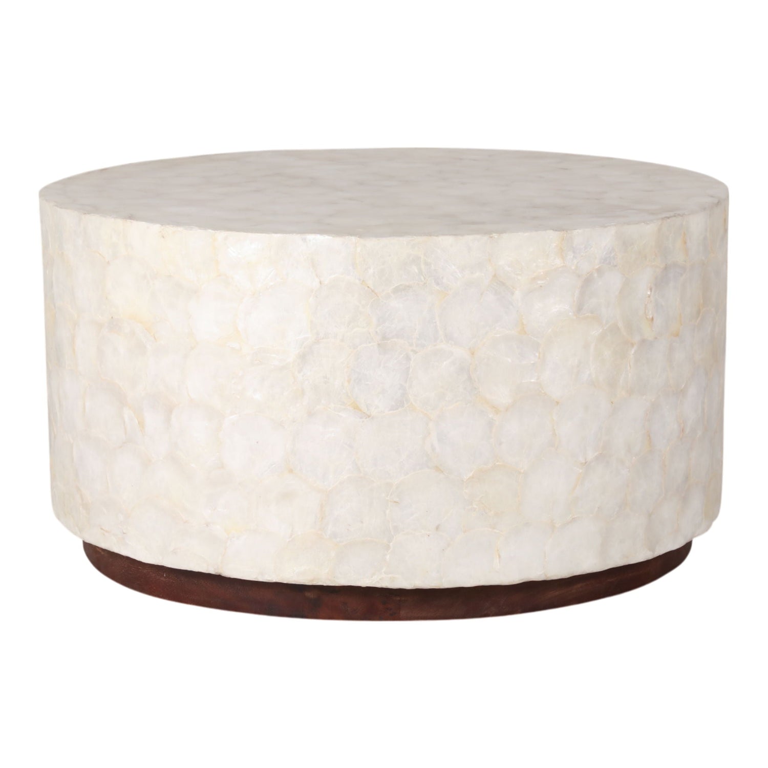 31 x 16" Round Capiz Coffee Table - Ivory