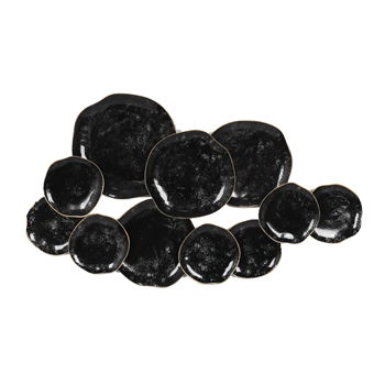 Rimmed Discs Metal Wall Decor - Black / Gold