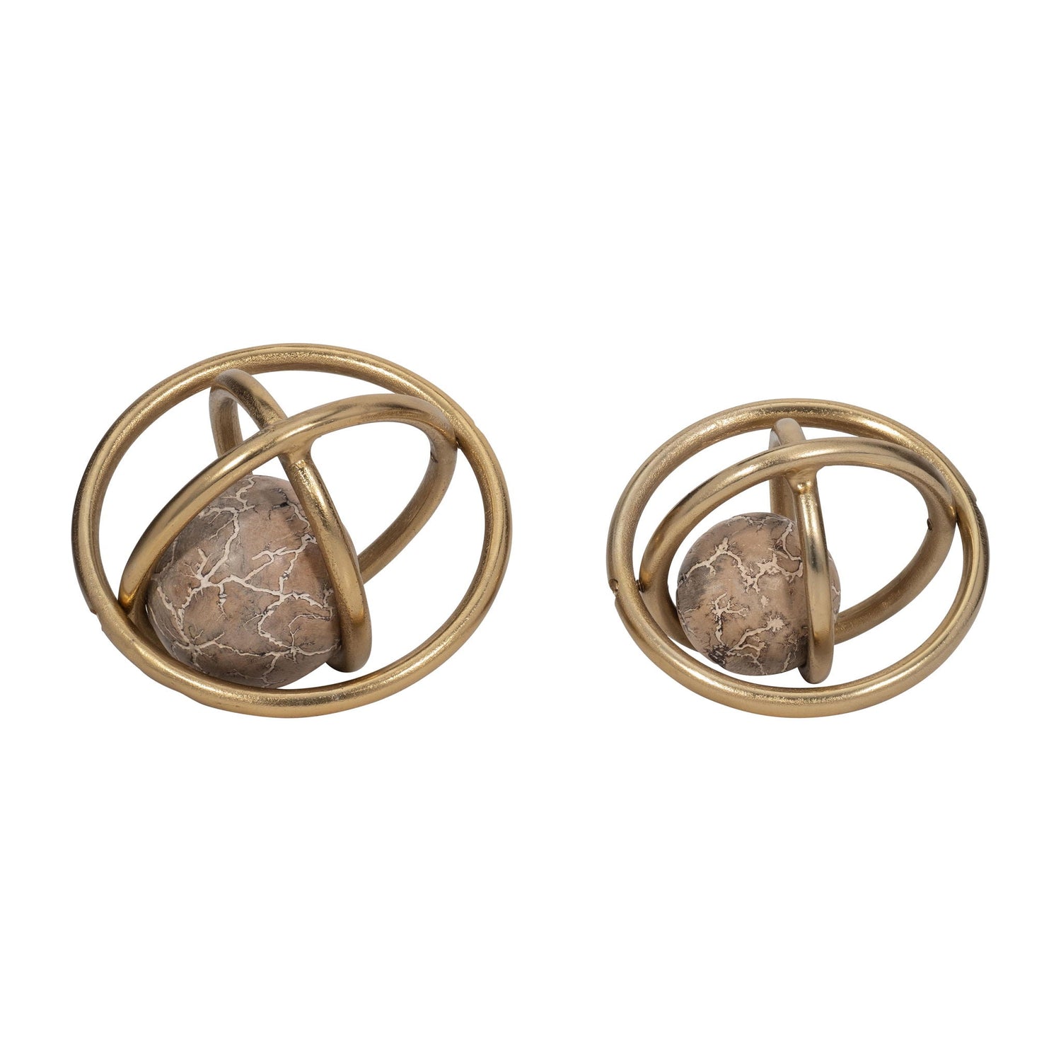 7 / 8" Solaro Metal Orbs (Set of 2) - Gold