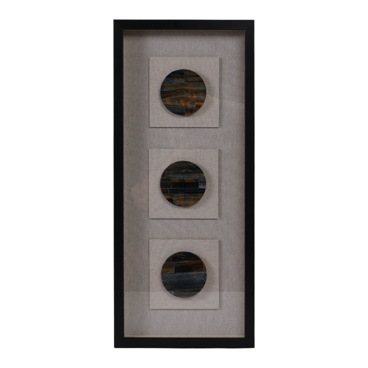 Lionne Tigers Eye Shadowbox Art - Gray / Dark Brown