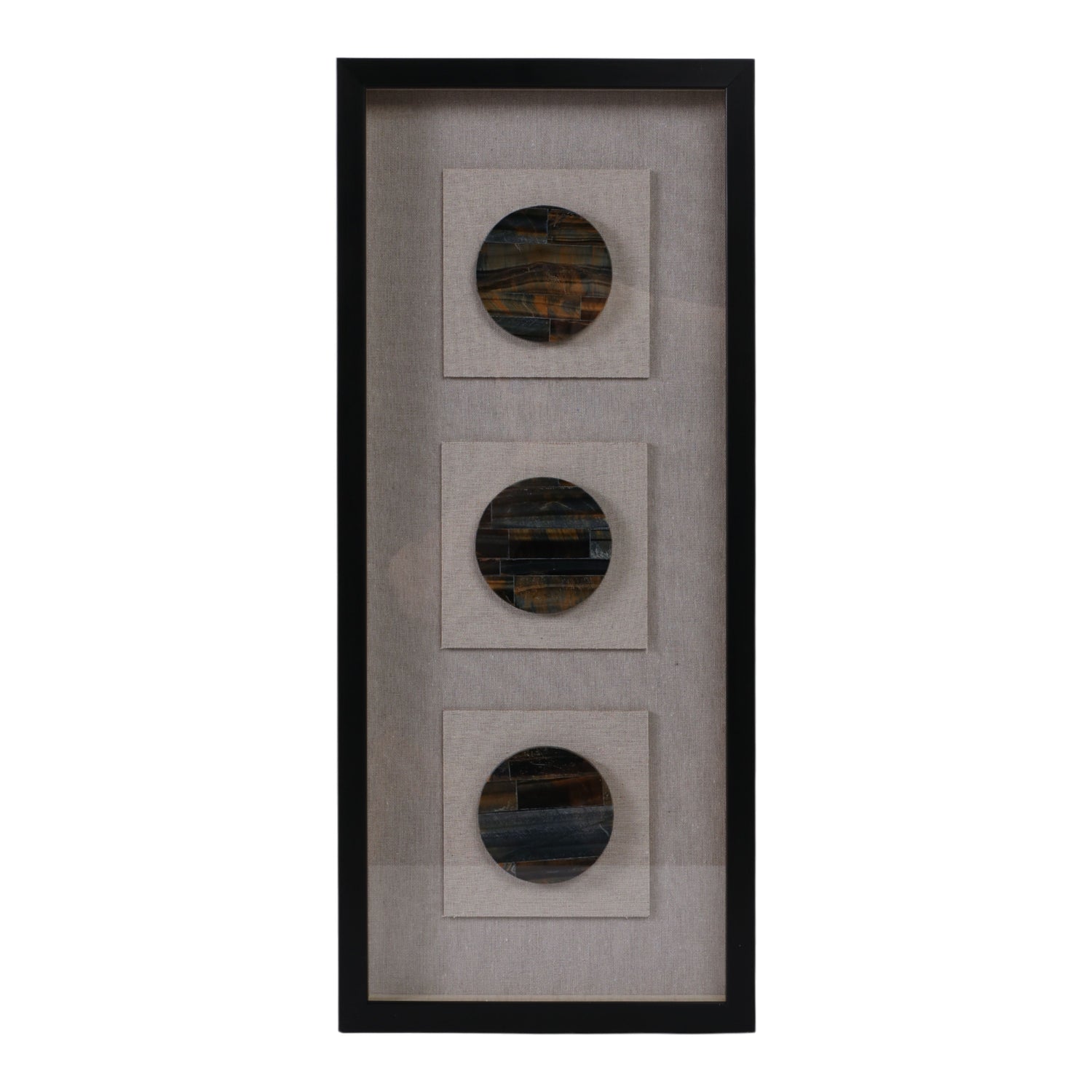Lionne Tigers Eye Shadowbox Art - Gray / Dark Brown