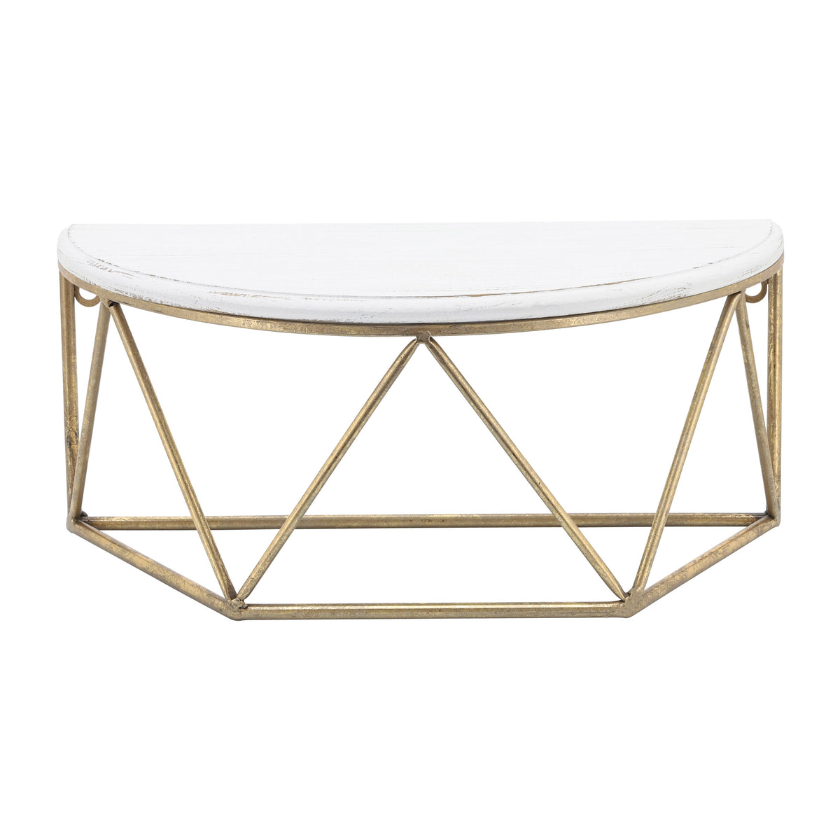 Wood Metal Demilune Wall Shelf 16" - White