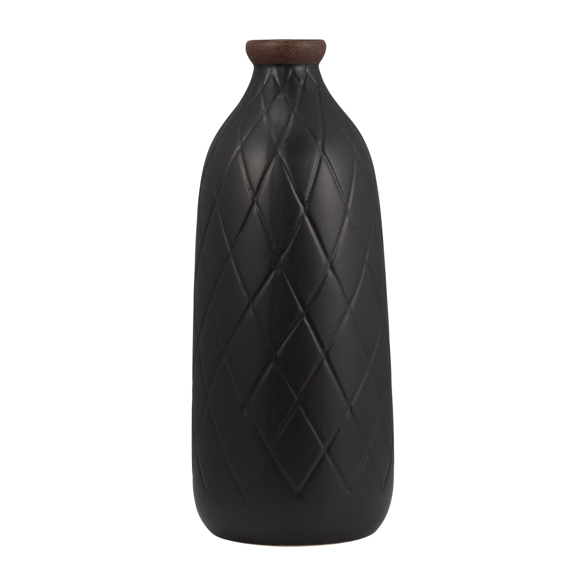 Ceramic 16" Plaid Textured Vase - Black