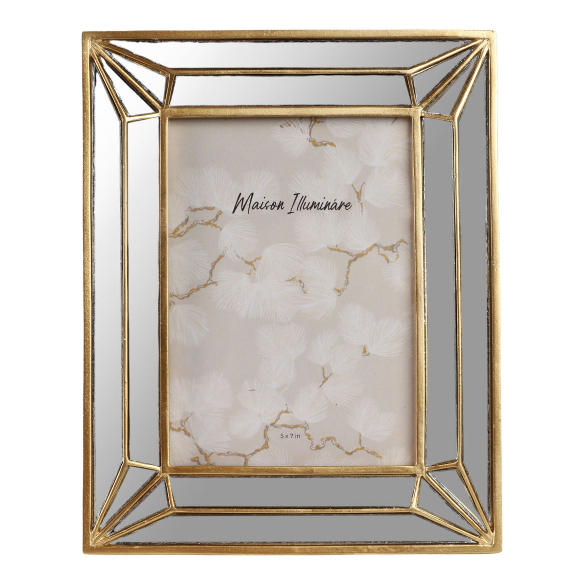 5" x 7" Resin Deco Mirrored Border Photo Frame - Gold