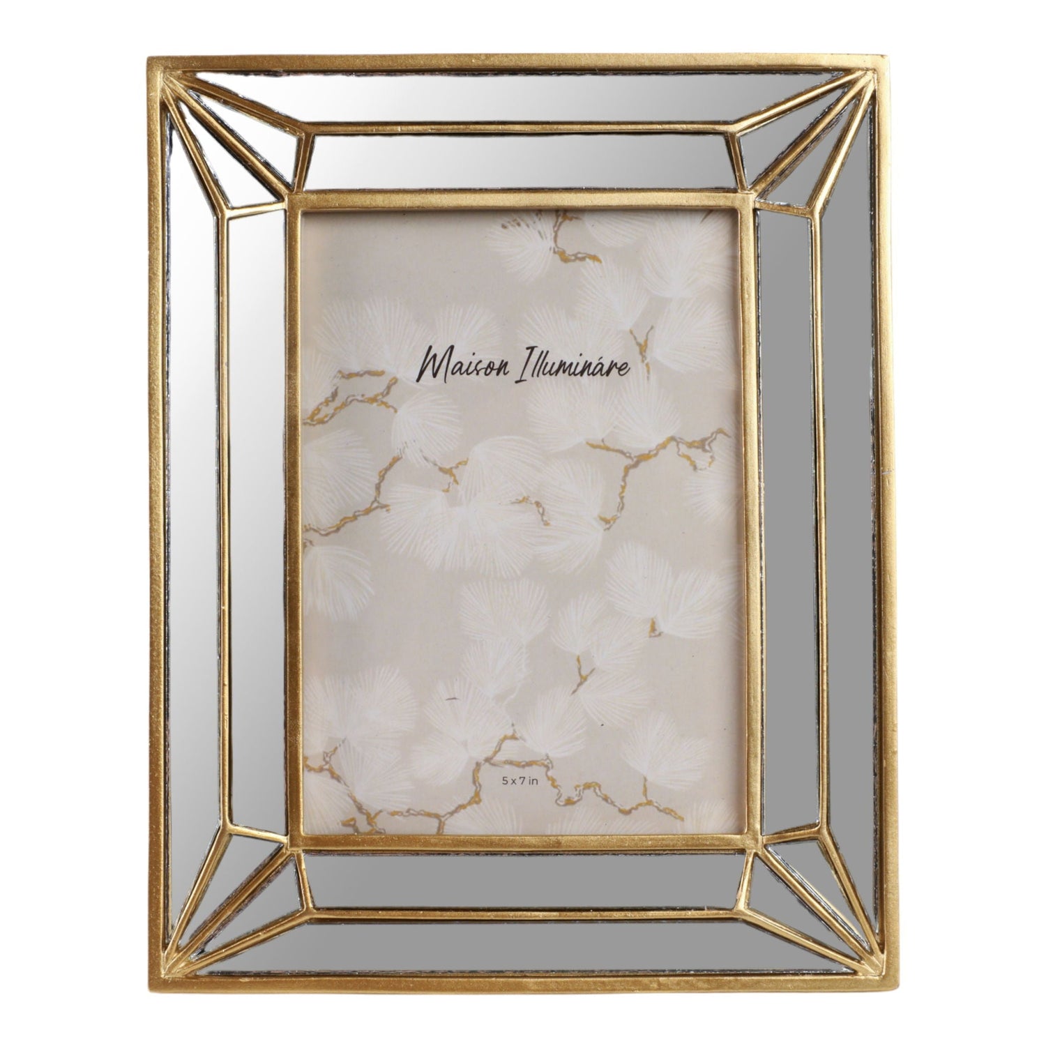 5" x 7" Resin Deco Mirrored Border Photo Frame - Gold