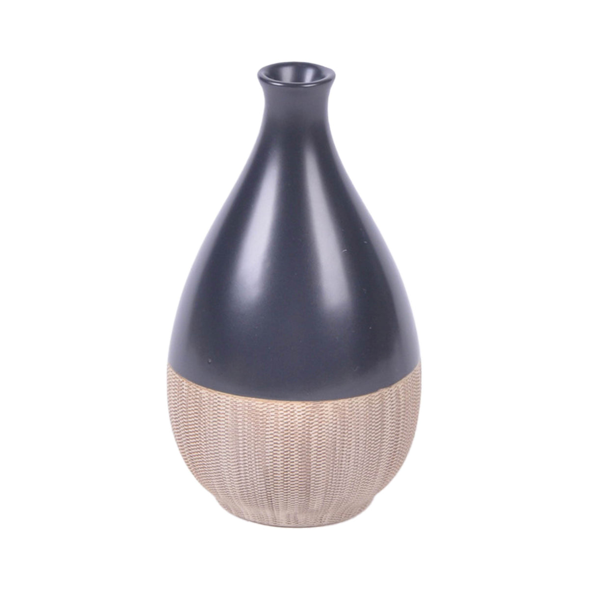 Ceramic 7" 2-Tone Teardrop Vase - Cream/Black