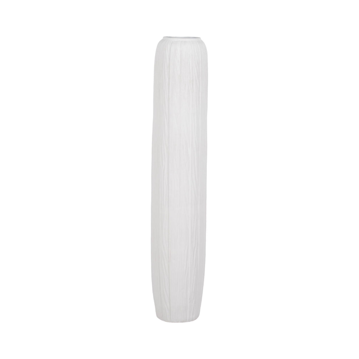 48" Rough Cylinder Floor Vase - White
