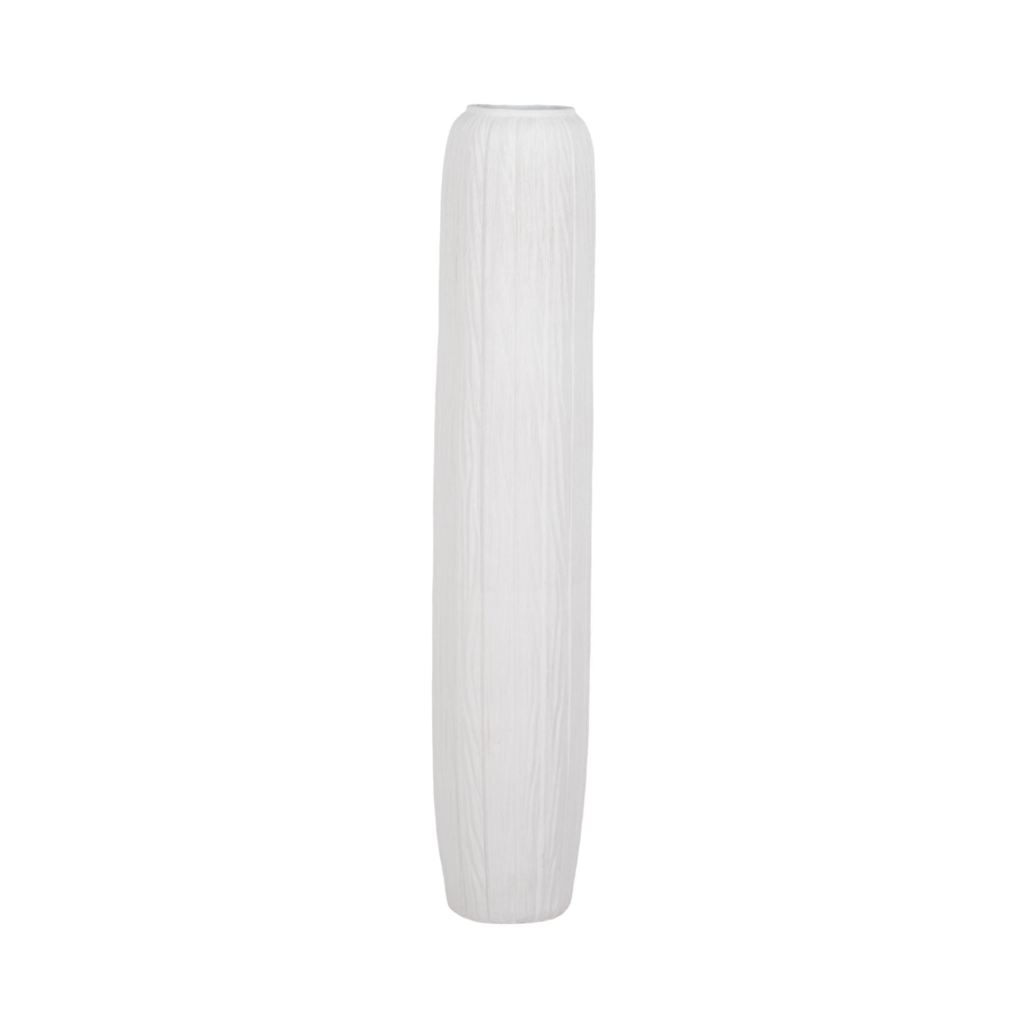 48" Rough Cylinder Floor Vase - White
