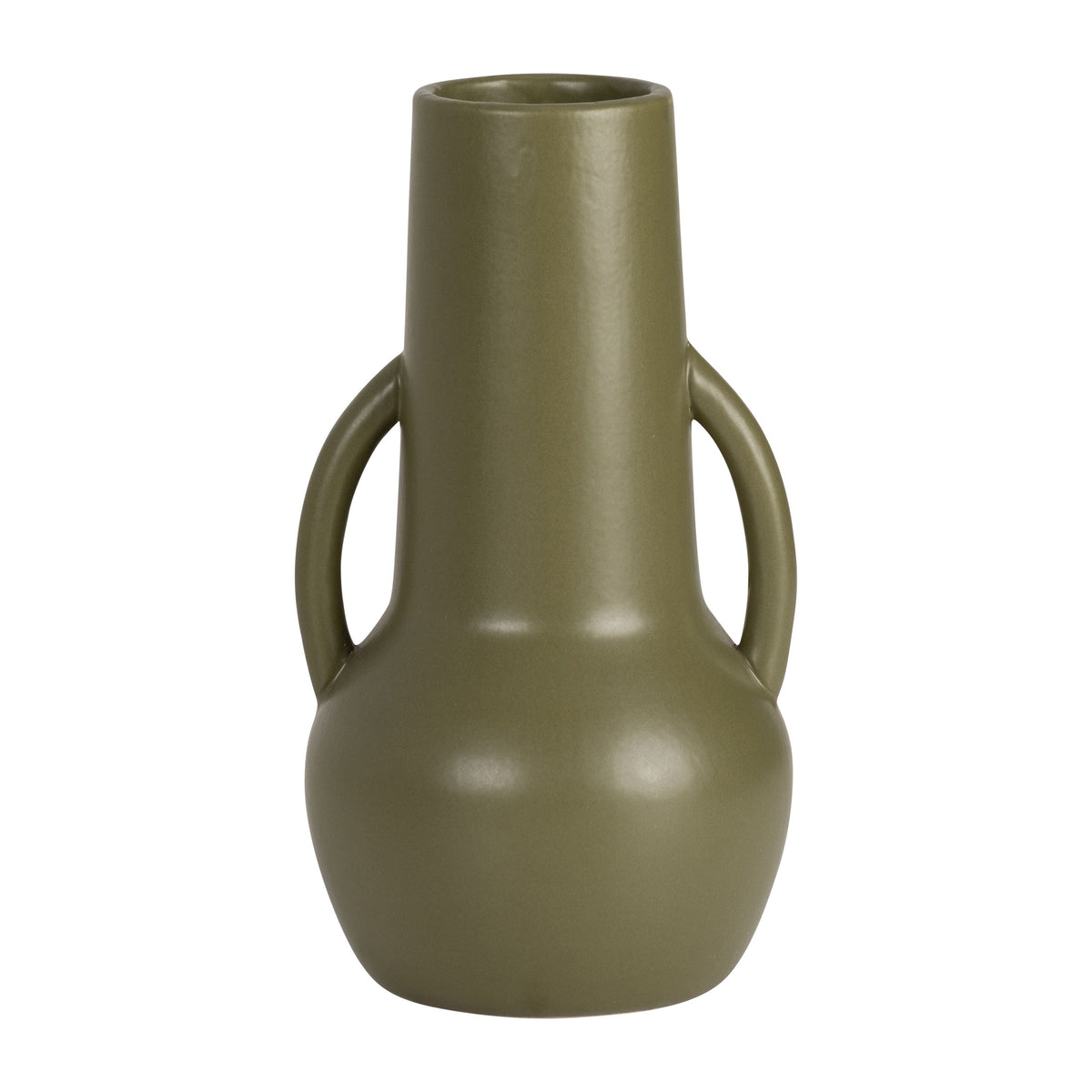 Ceramic 8" Vase With Handles - Olive