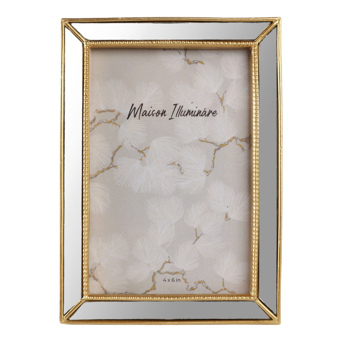 4" x 6" Resin Mirrored Beaded Border Photo Frame - Gold