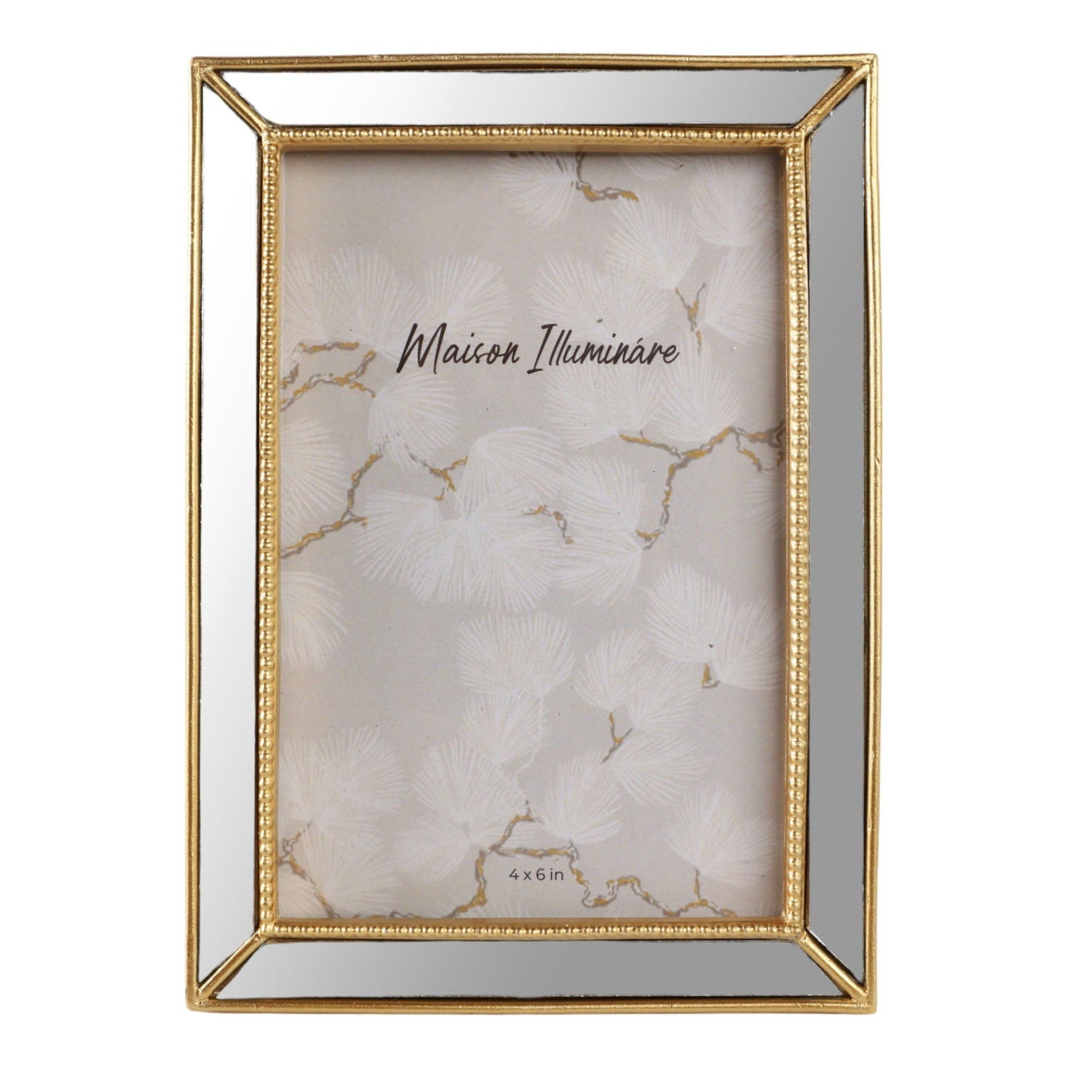 4" x 6" Resin Mirrored Beaded Border Photo Frame - Gold