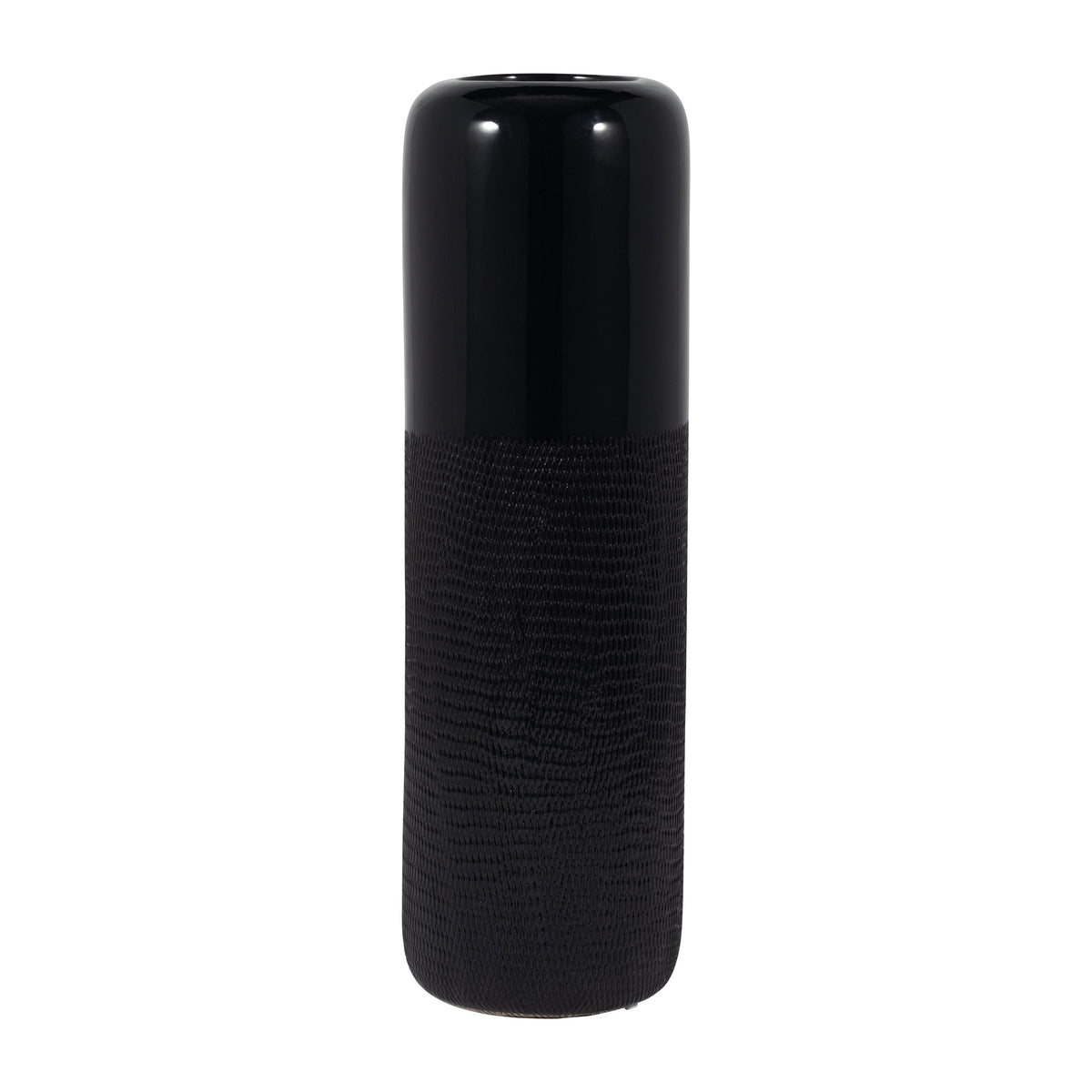 Ceramic 18" Grooved Vase - Black