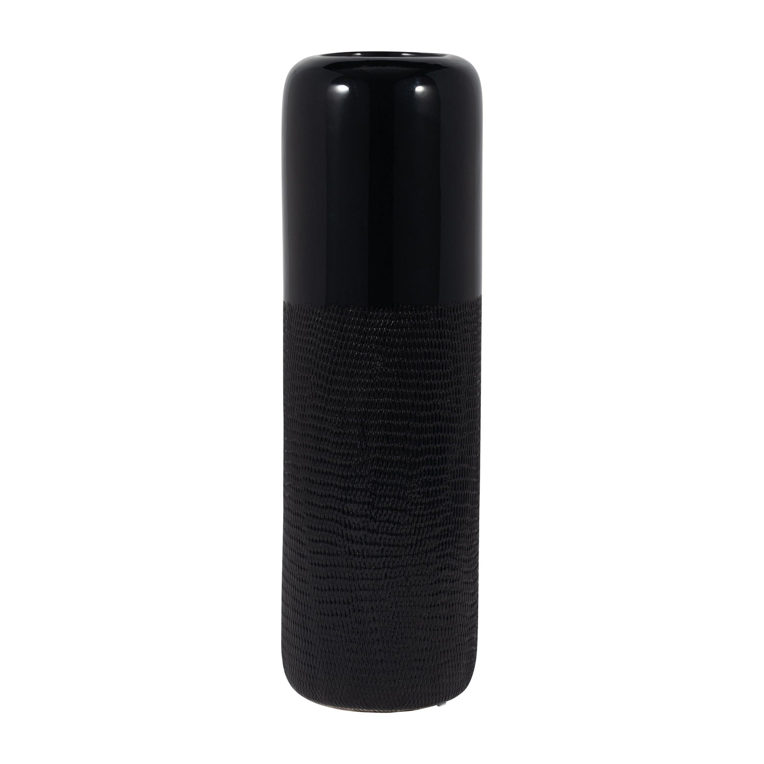 Ceramic 18" Grooved Vase - Black