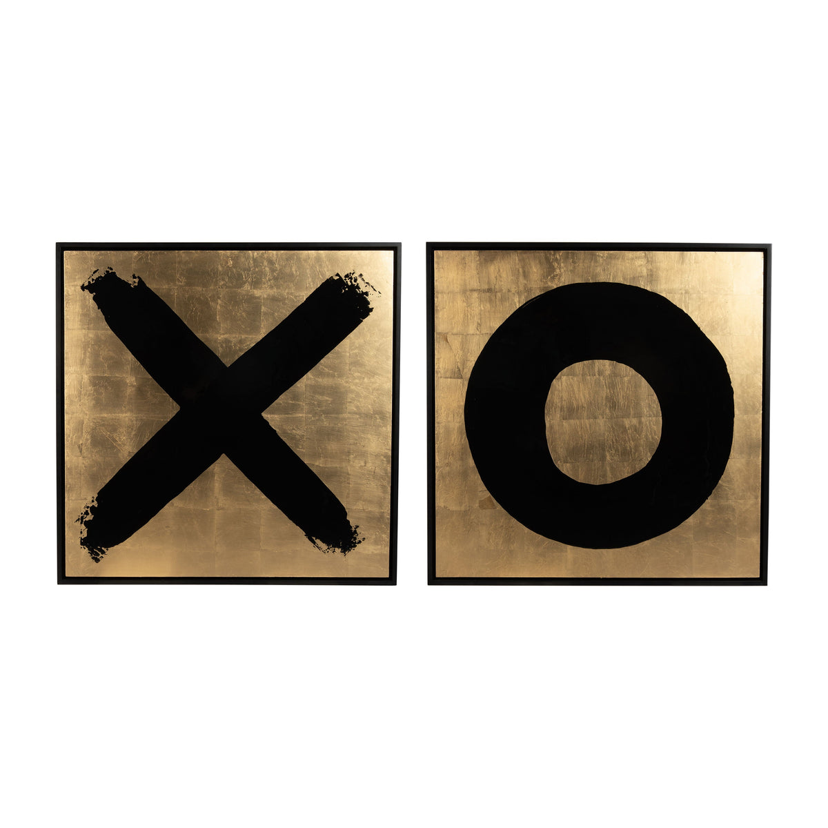 95" x 47" Hand Painted X And O Frames (Set of 2) - Gold/Black
