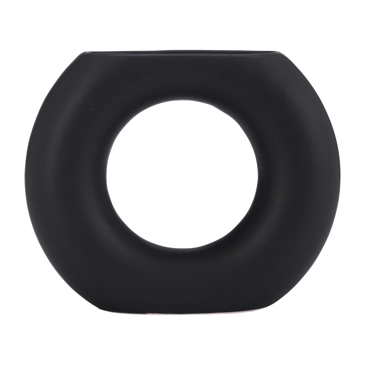 Cer Donut Vase 5" - Black