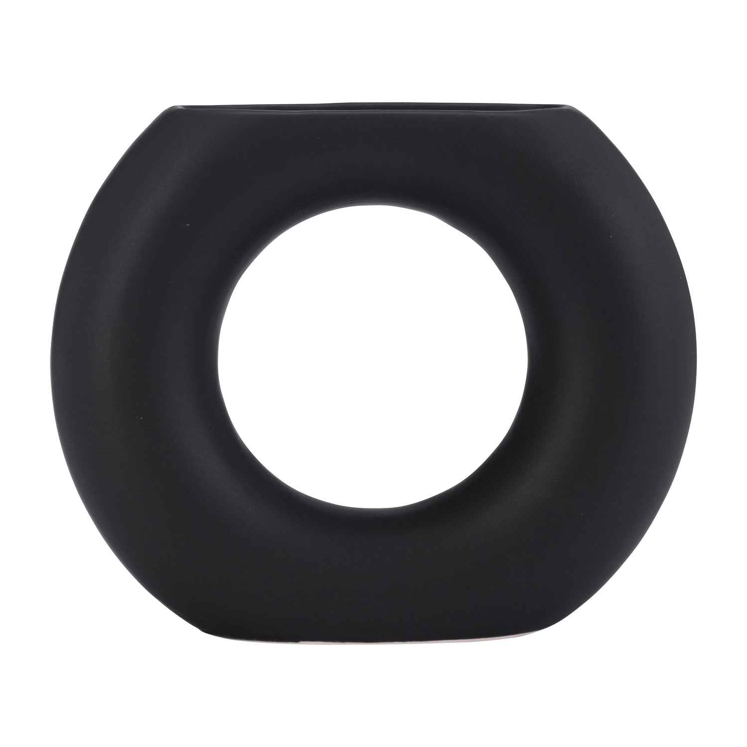 Cer Donut Vase 5" - Black