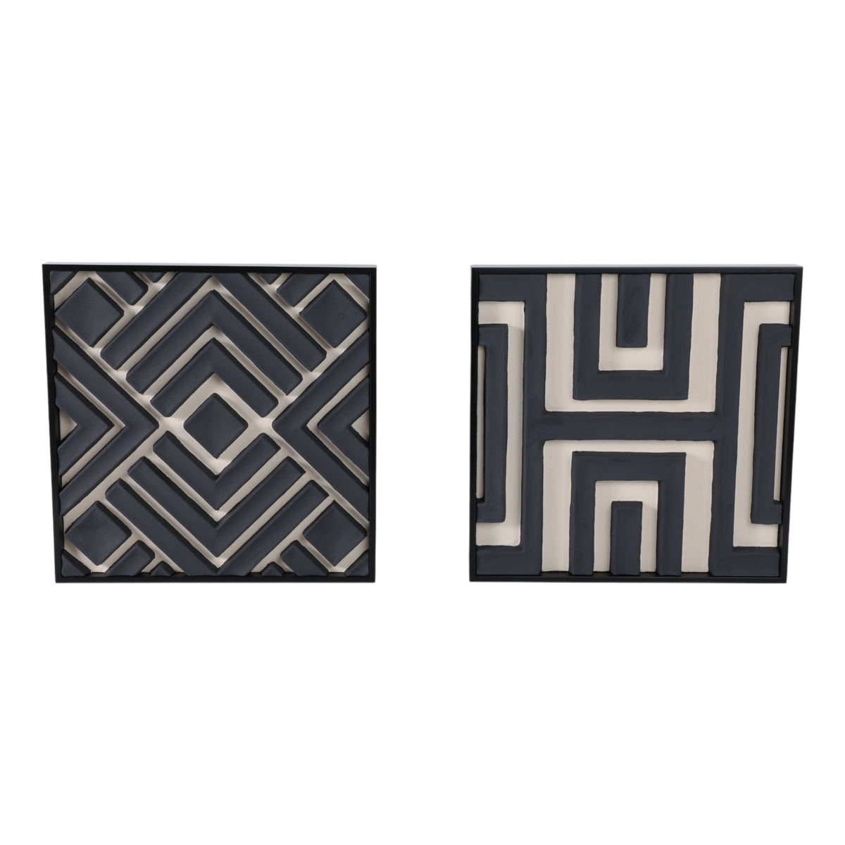 20" x 20" Wood Valencia Wall Art (Set of 2) - Black / Cream
