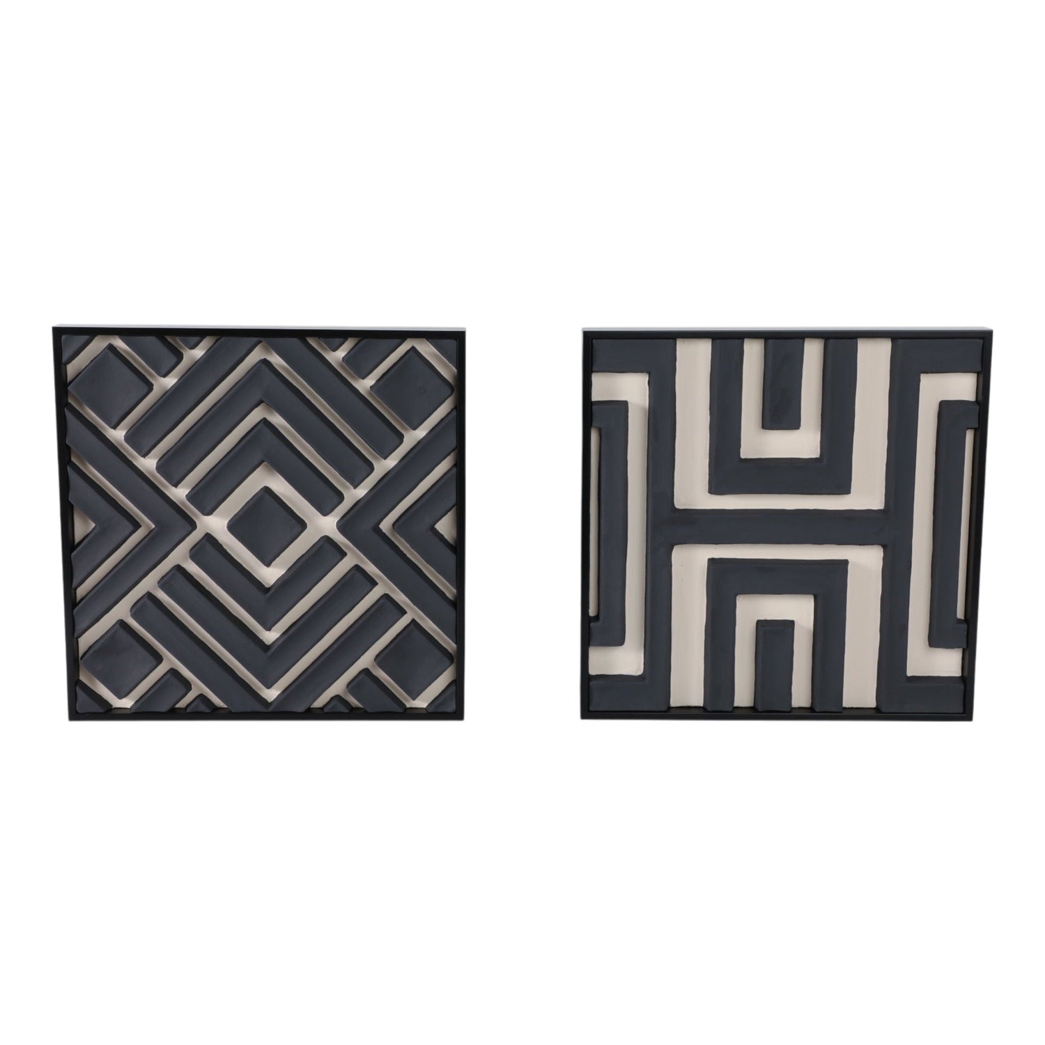 20" x 20" Wood Valencia Wall Art (Set of 2) - Black / Cream