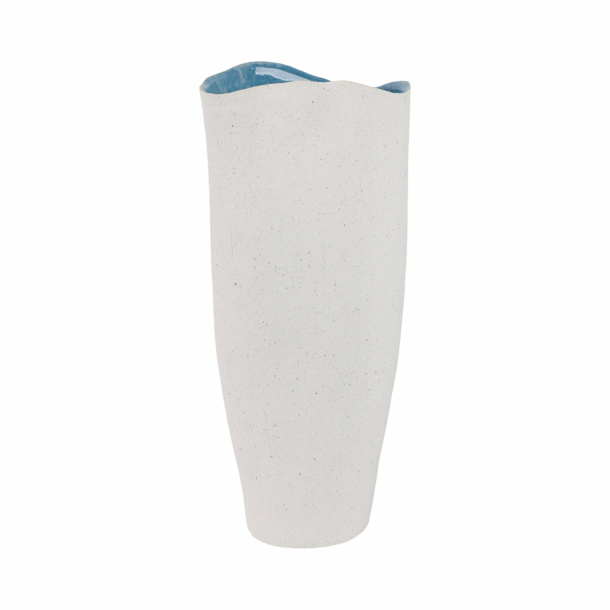 Textured Organic Vase Reactive Inside - White