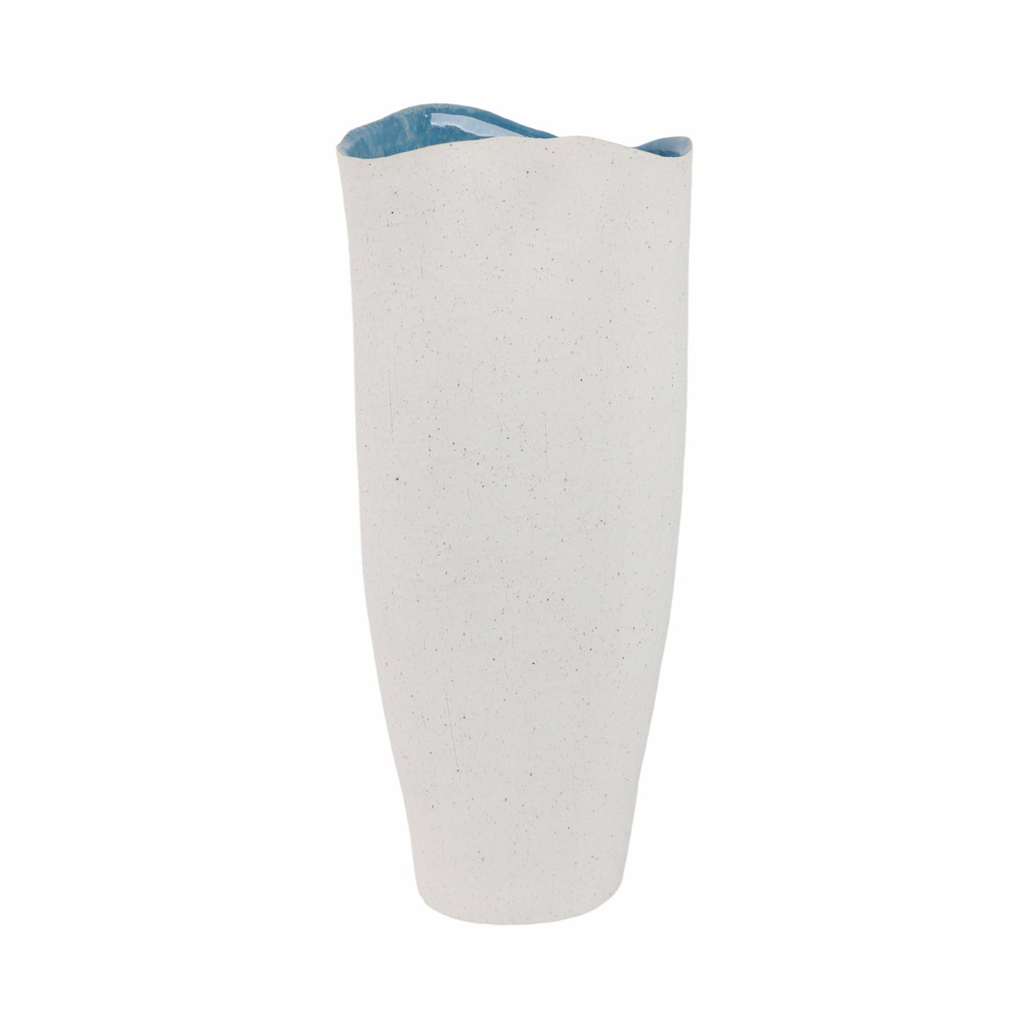 Textured Organic Vase Reactive Inside - White