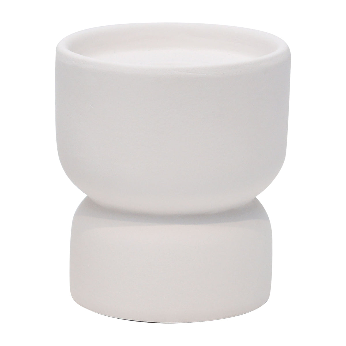 Clay 5" Stacked Textured Candle Holder - Ivory