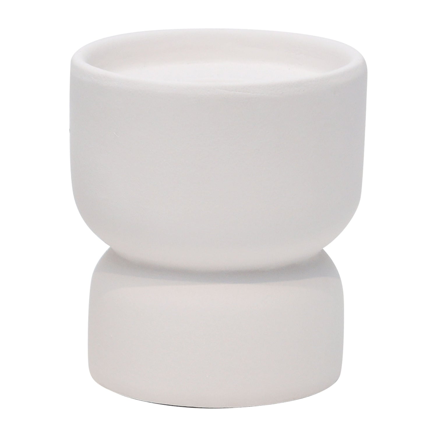Clay 5" Stacked Textured Candle Holder - Ivory