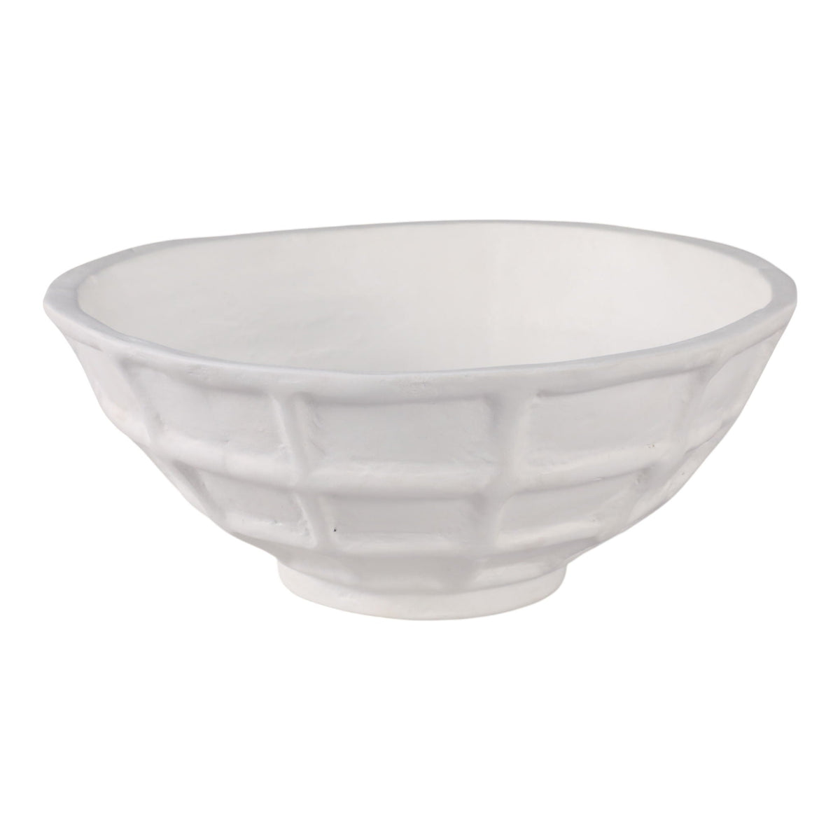 14" x 6" Windowpane Paper Mache Vase - White