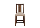 3F4170 Meadow Solid Wood Upholstered Kitchen Counter Stool In Brick Brown (Set of 2)