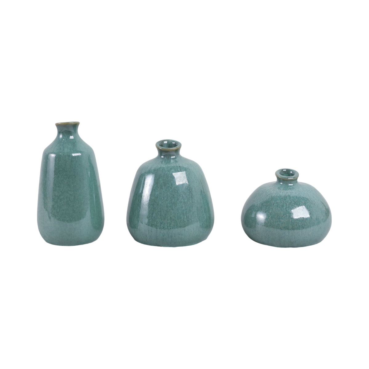 5" / 7" / 9" Corvallis Ceramic Vases (Set of 3) - Green