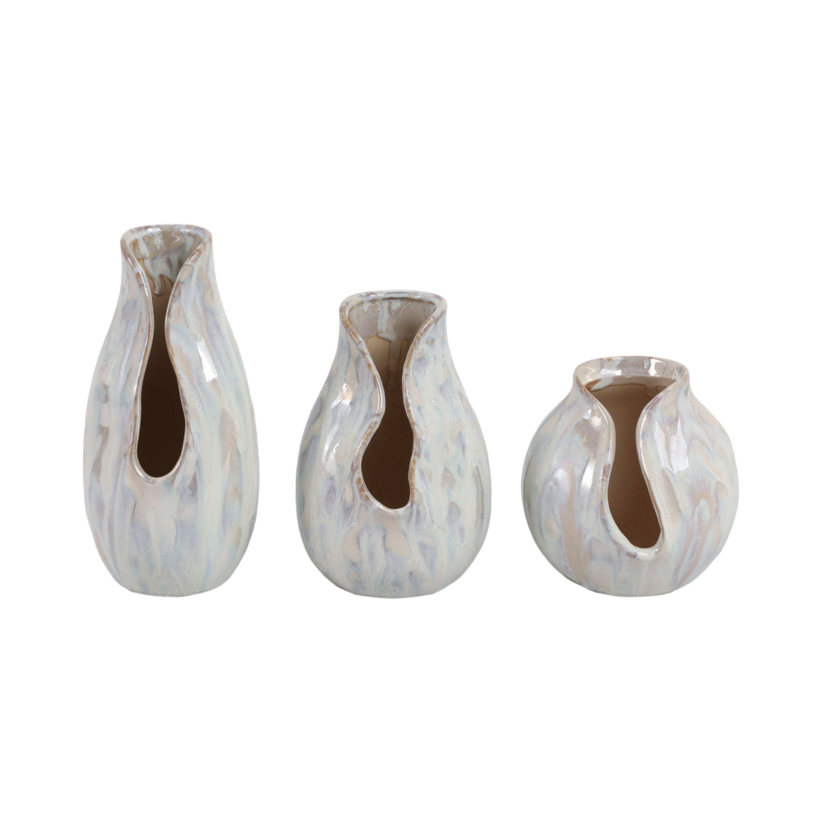 5" / 7" / 8" Pendelton Ceramic Vases (Set of 3) - Light Blue