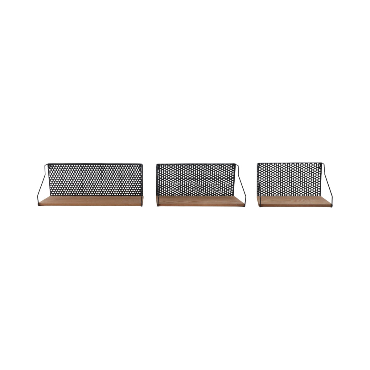16" / 20" / 24" Metal / Wood Shelves (Set of 3) - Natural / Black