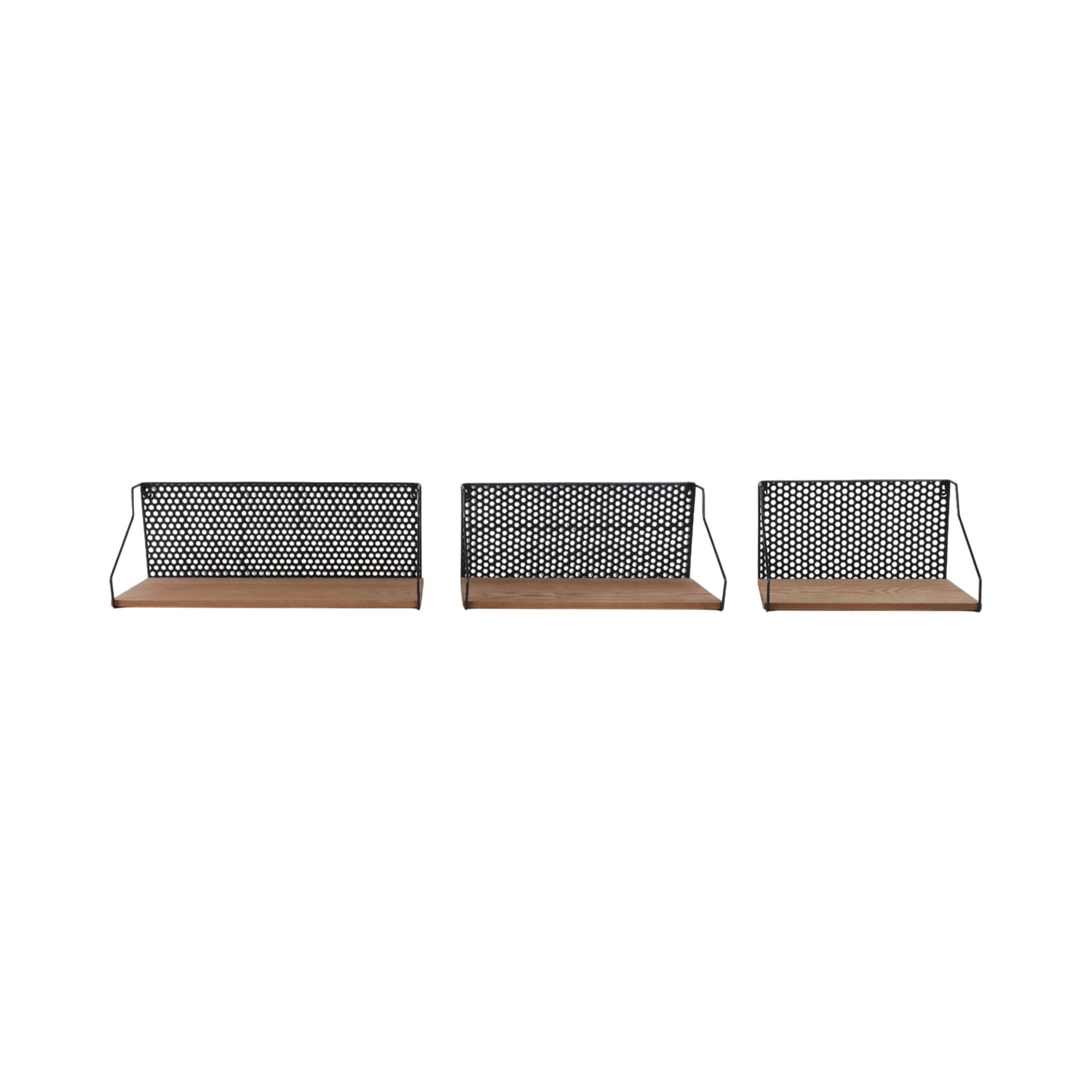 16" / 20" / 24" Metal / Wood Shelves (Set of 3) - Natural / Black