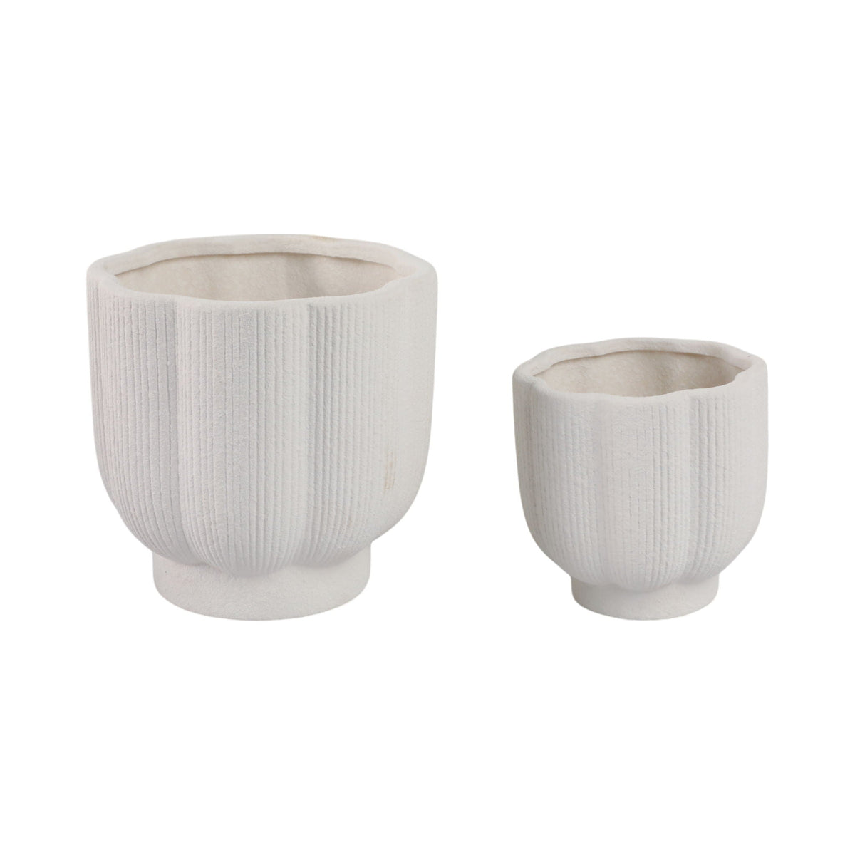 6" / 8" Scallop Shaped Planters (Set of 2) - White