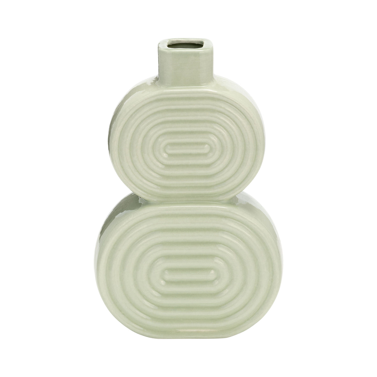 Ceramic Stacked Circles Vase 10" - Cucumber