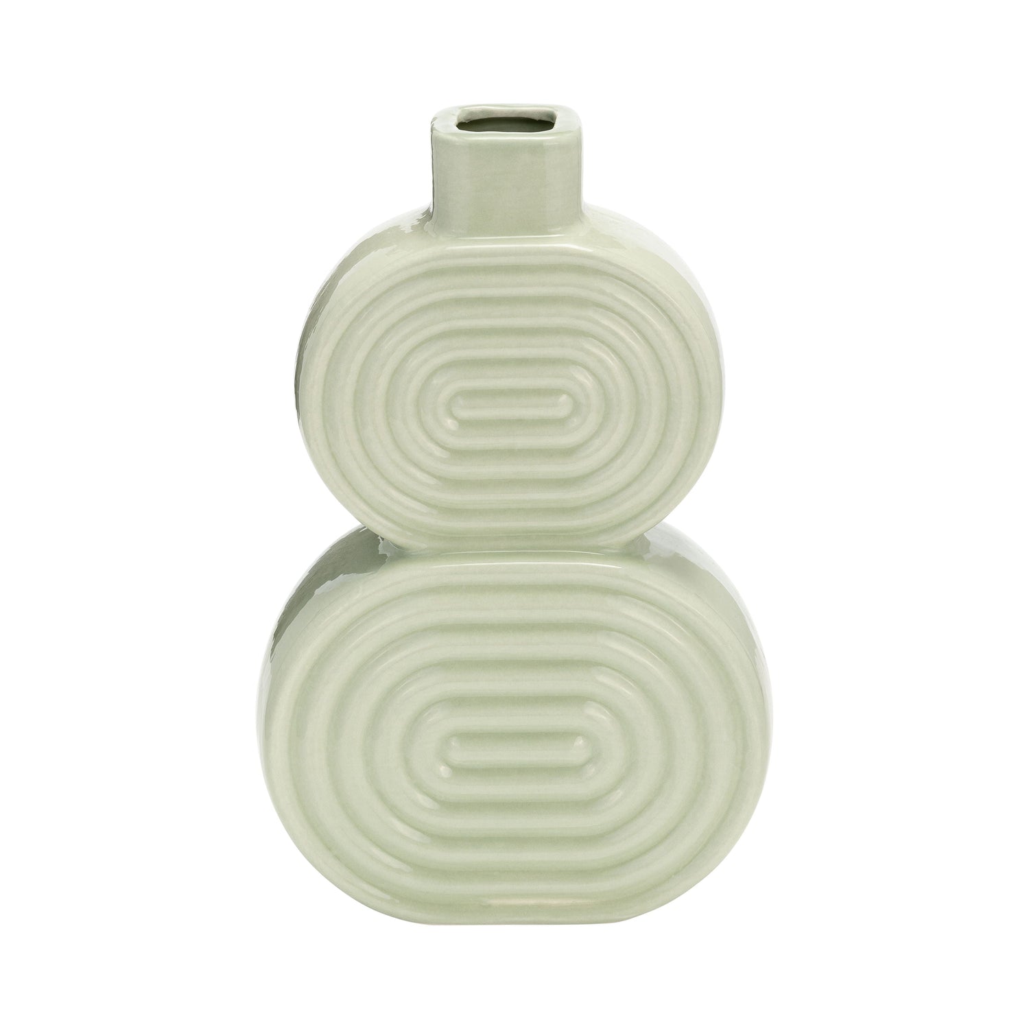 Ceramic Stacked Circles Vase 10" - Cucumber