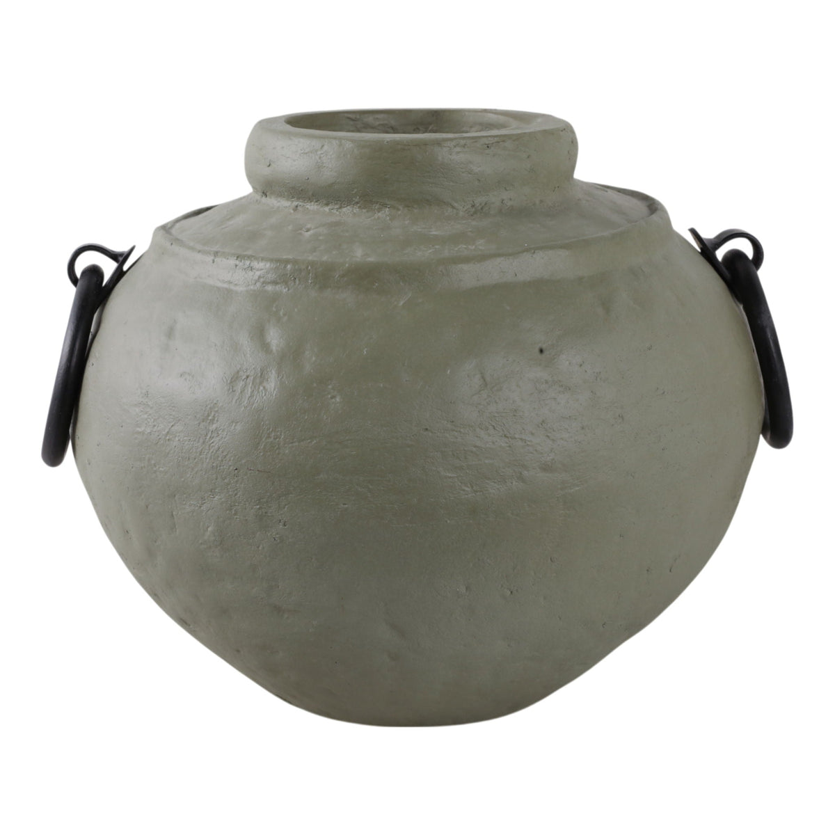 12" x 10" Ecomix Vase With Metal Handles - Green / Black