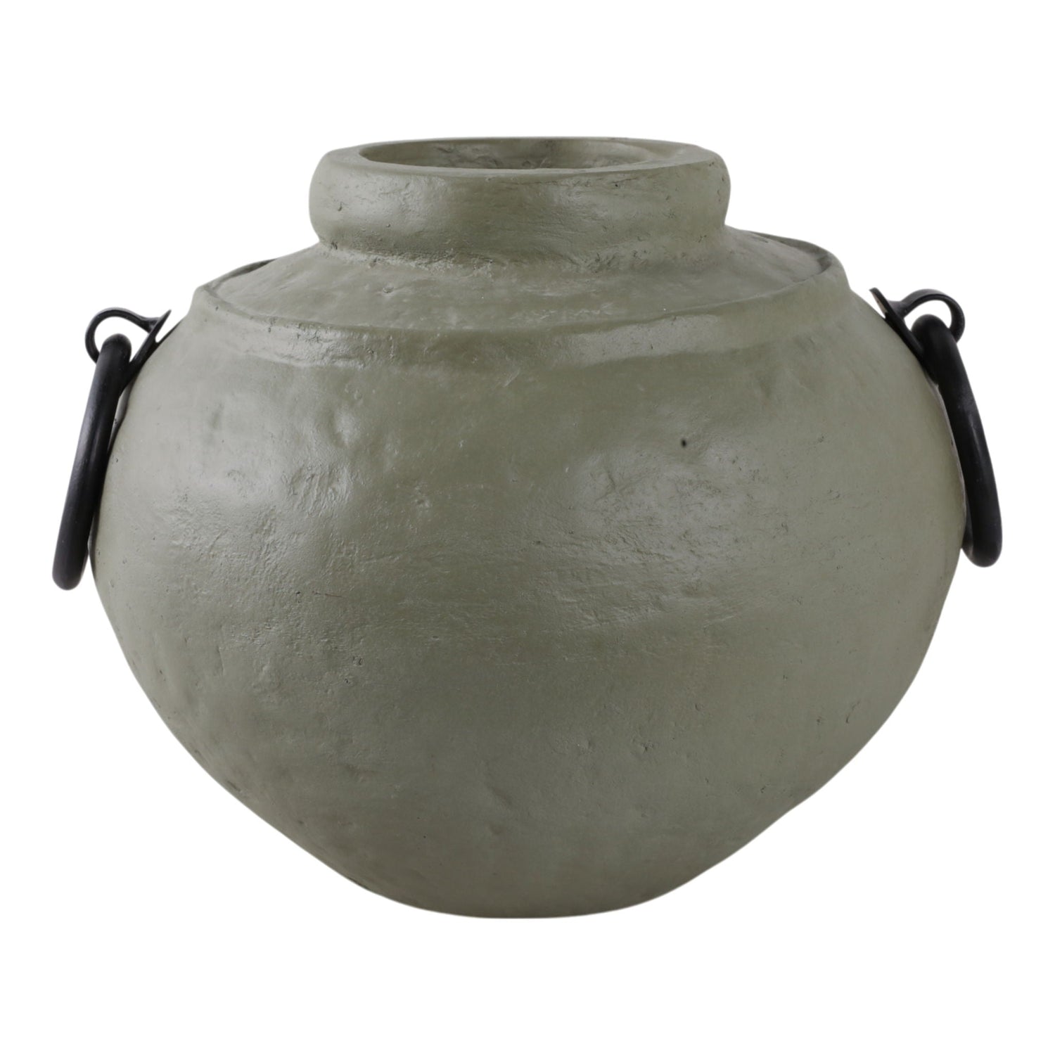 12" x 10" Ecomix Vase With Metal Handles - Green / Black