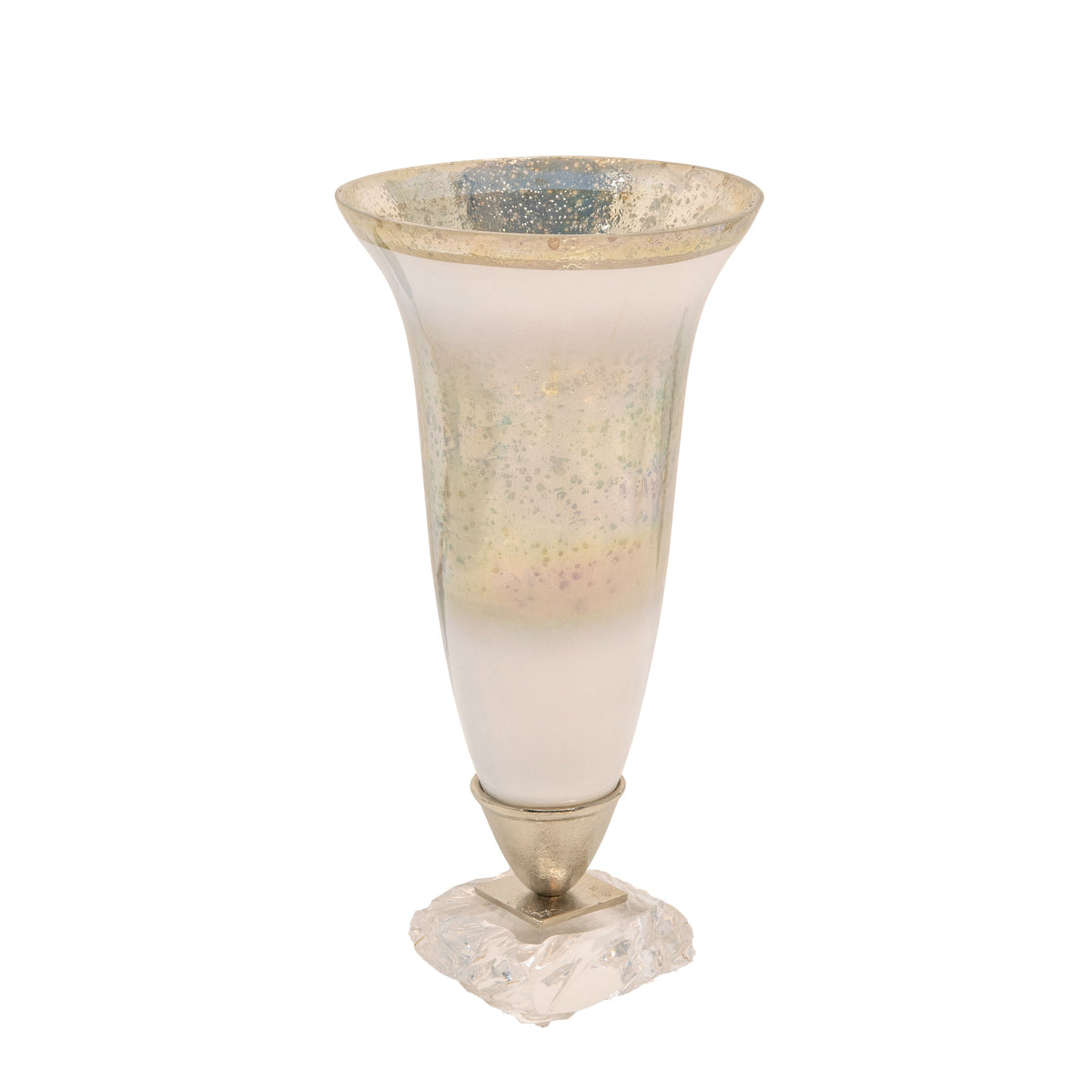 Glass Vase With Acrylic Base 15" - Silver