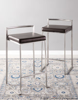 Fuji - Stackable Counter Stool (Set of 2) - Brown Faux Leather