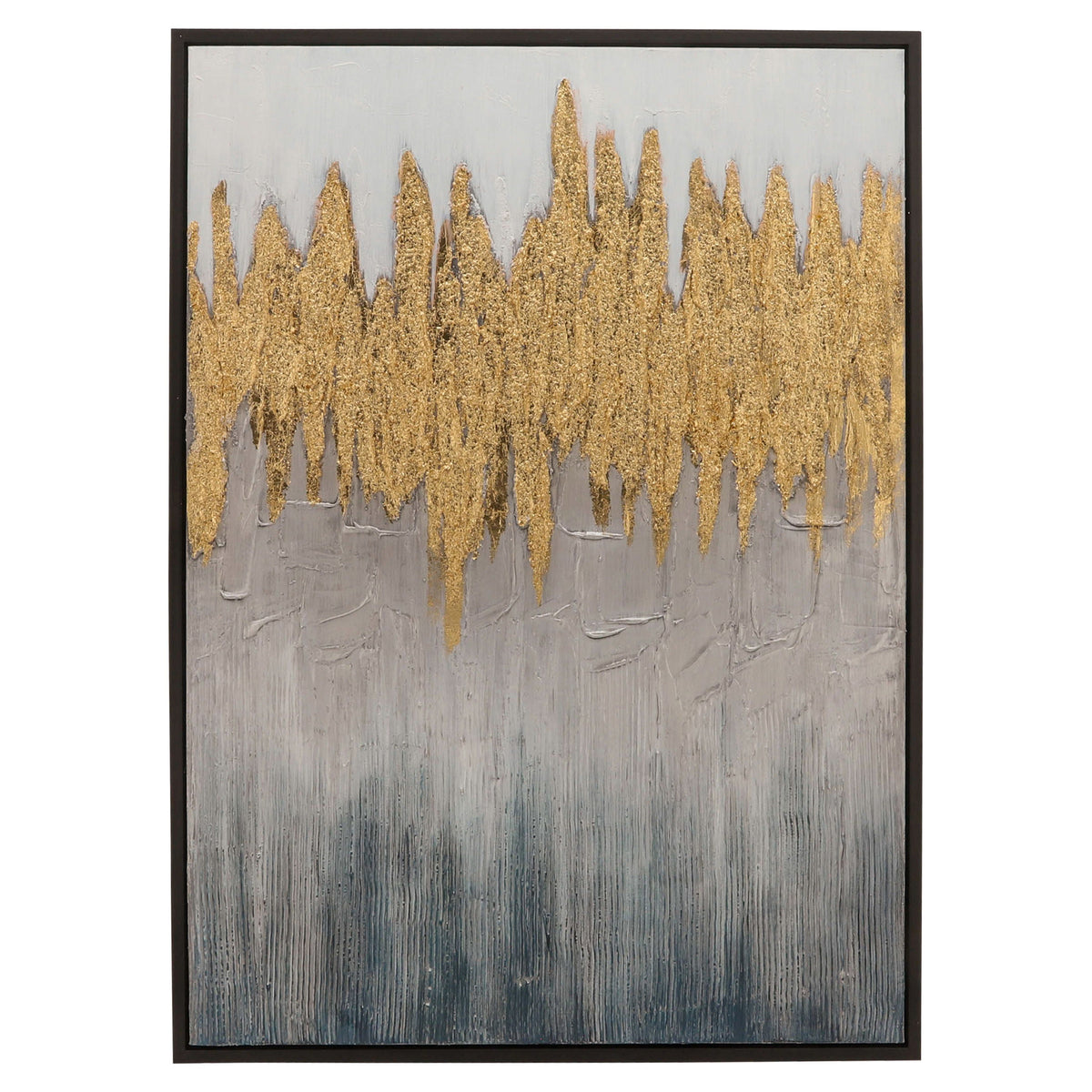 Hand Painted Abstract Canvas With Gold Foil 35 x 47" - Gold