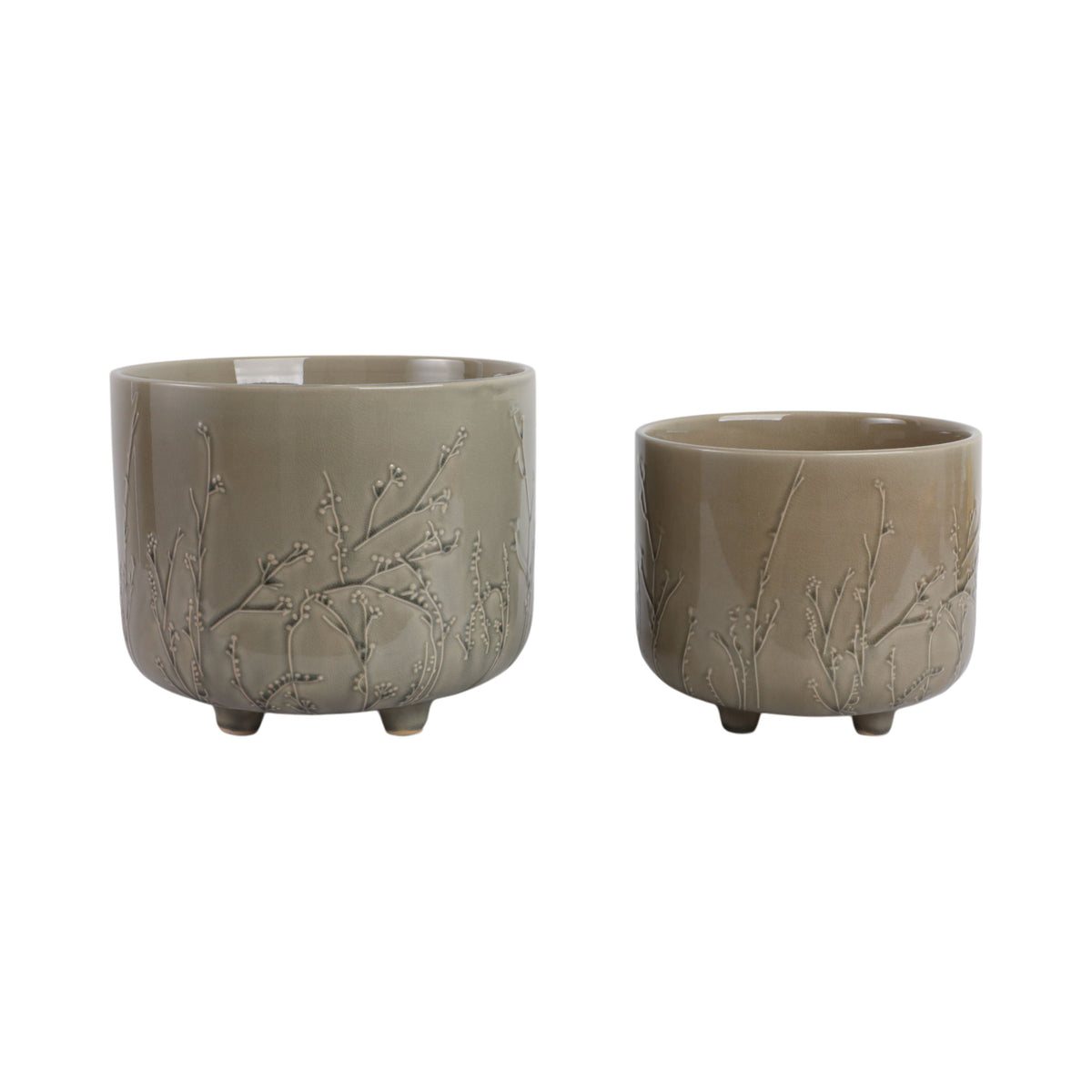9" / 11" Flower Branches Planters (Set of 2) - Cream
