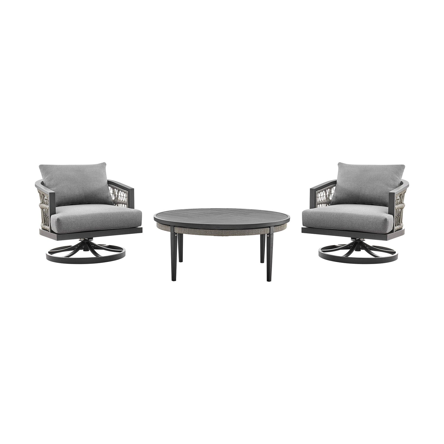 Zella - 3 Piece Outdoor Patio Swivel Seating Set - Light Gray