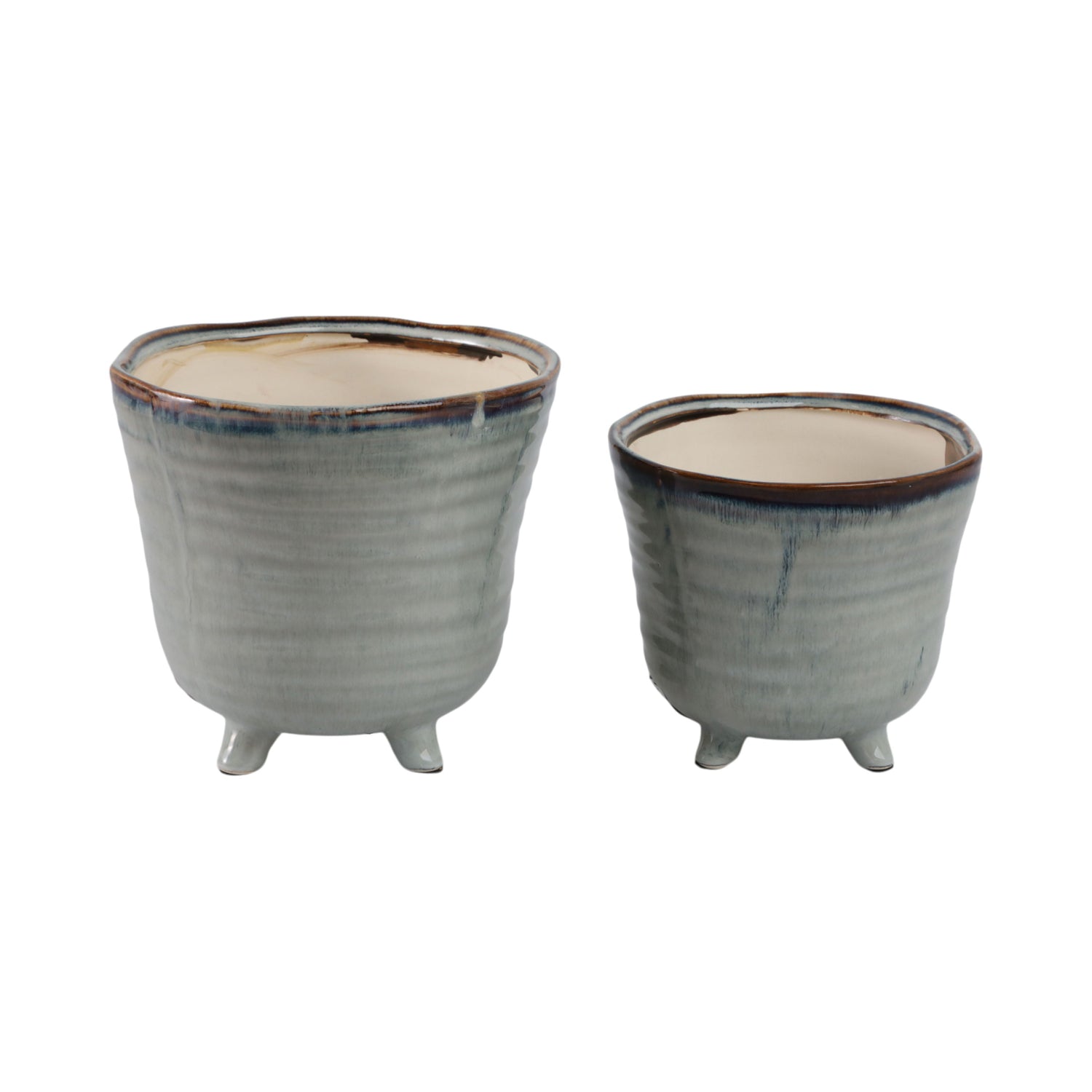 6" / 7" Organic Footed Planters (Set of 2) - Blue