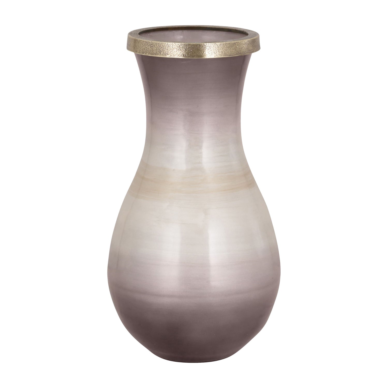Glass 13" Vase With Metal Rim - Multi