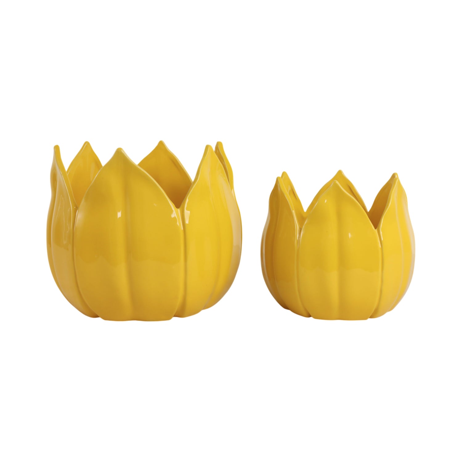 9" / 12" Petal Planters (Set of 2) - Yellow