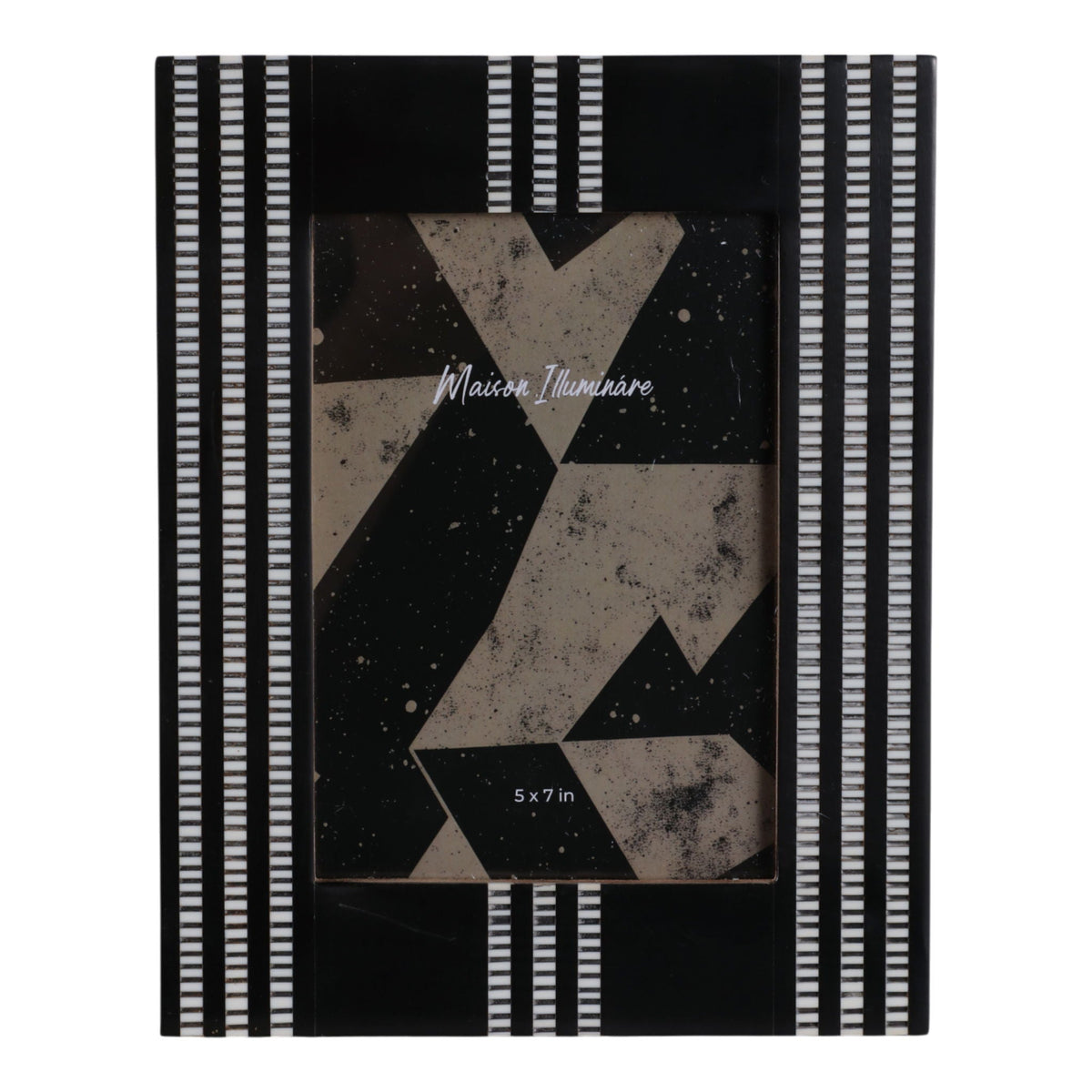 5" x 7" Ridged Stripes Photo Frame - Black / Ivory